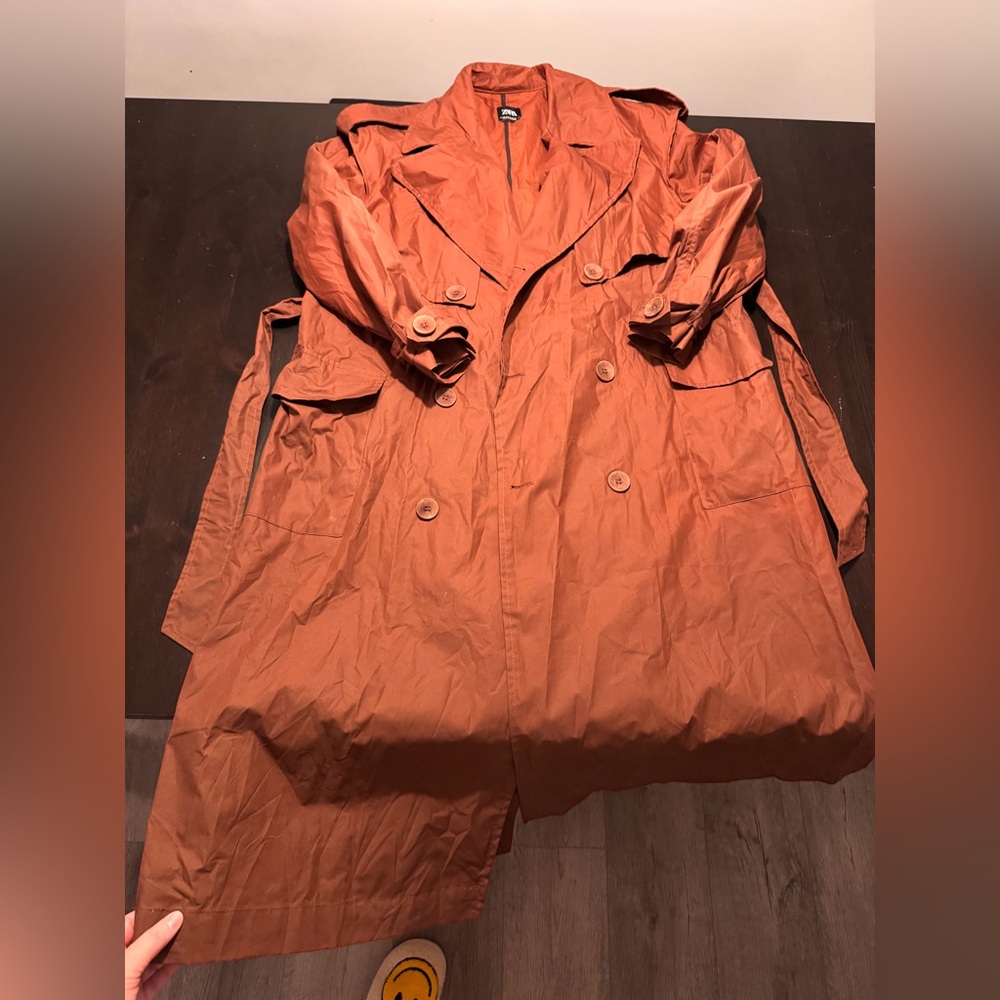 Zara Waterproof Brown Oversized Trench Coat - Picture 4 of 11